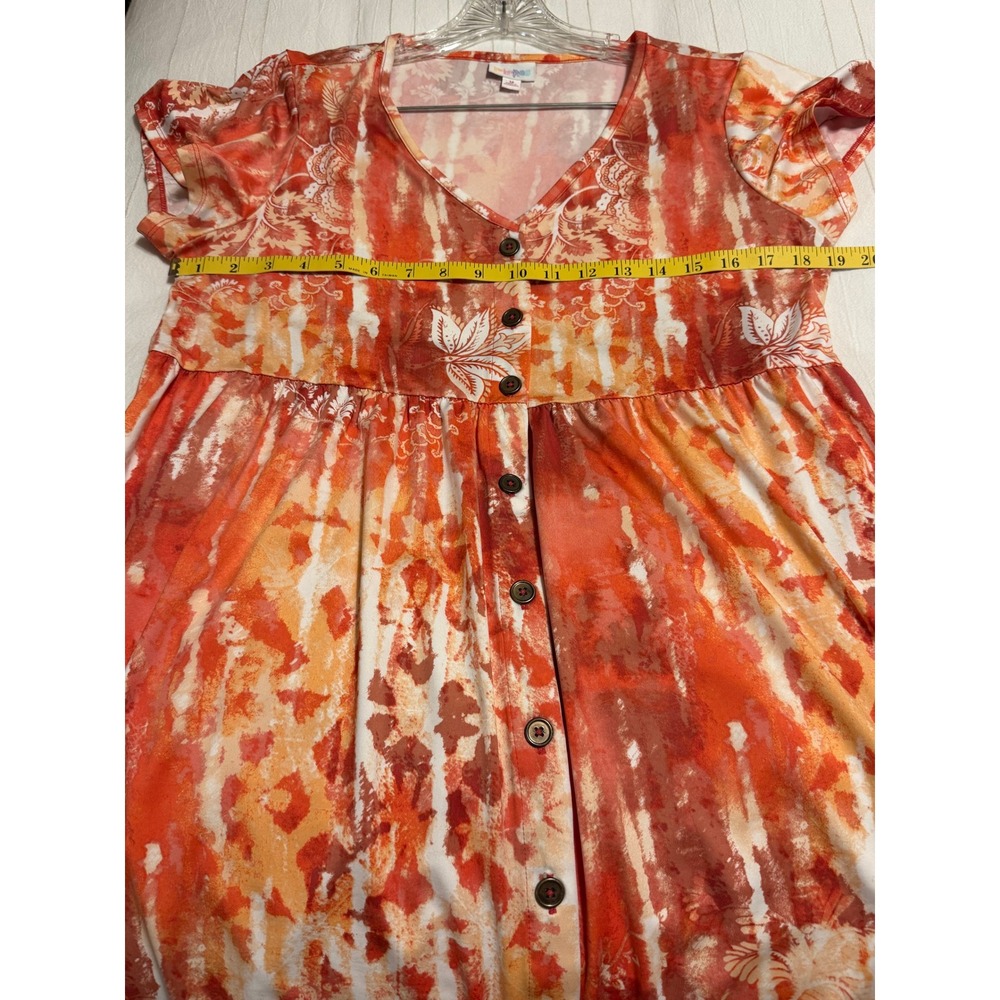 LuLaRoe Heidi Babydoll Dress Women's M Tie Dye Floral Button Front Pockets - Picture 4 of 5